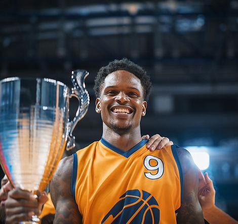 Basketball player celebrating